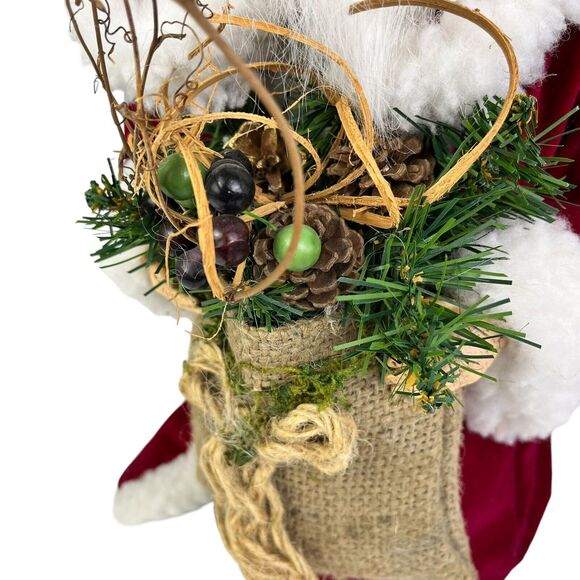 Vintage Santa Tree Topper Tabletop Figure 16” Red Robe Fur Christmas Decor - Picture 2 of 7